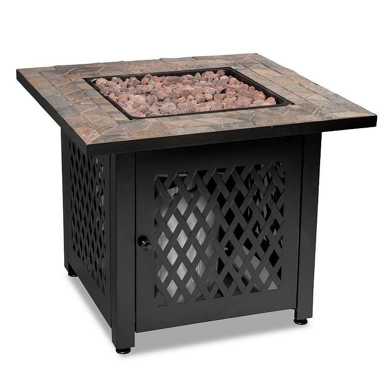 Image 3 Slate Tile Mantel 30" Wide LP Gas Fire Pit more views