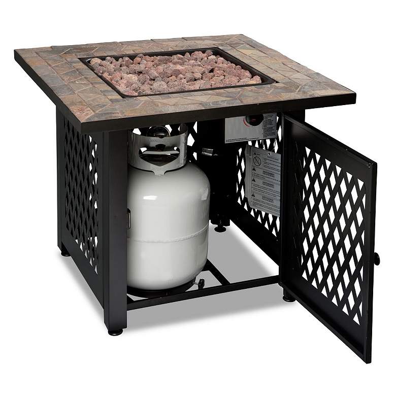 Image 4 Slate Tile Mantel 30" Wide LP Gas Fire Pit more views