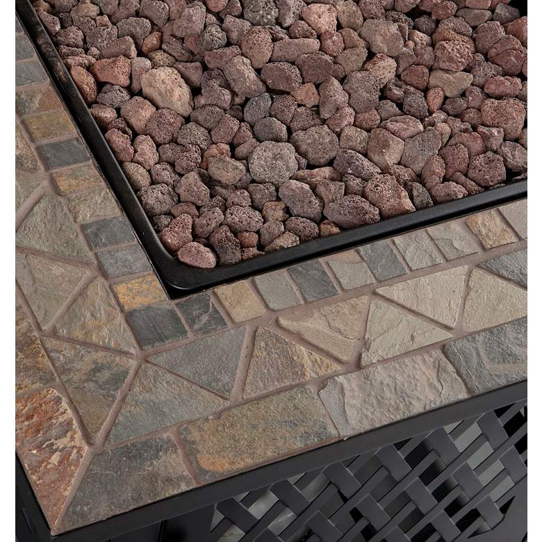 Image 5 Slate Tile Mantel 30 inch Wide LP Gas Fire Pit more views