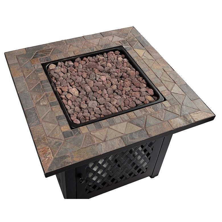 Image 6 Slate Tile Mantel 30" Wide LP Gas Fire Pit more views