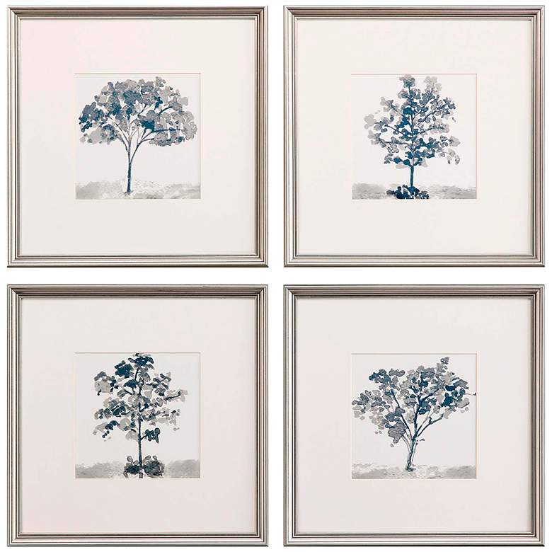 Image 3 Slate Trees 17" Square 4-Piece Framed Giclee Wall Art Set