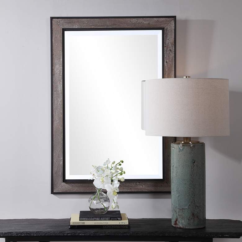 Image 1 Slater Brown and Gray 30 inch x 41 3/4 inch Vanity Wall Mirror