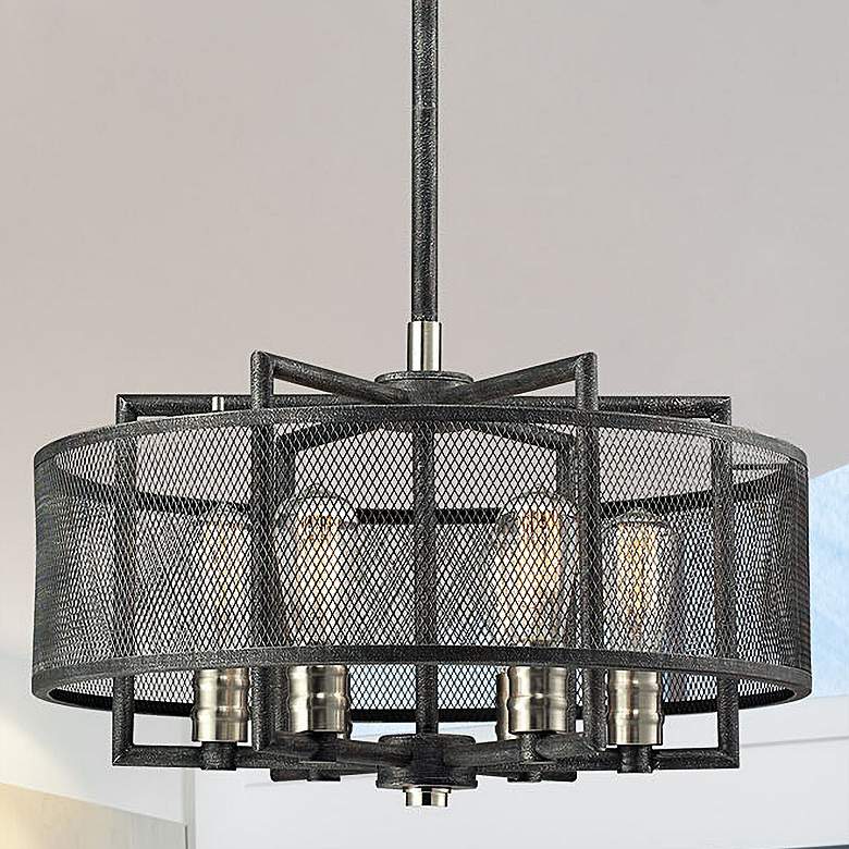 Image 2 Slatington 22" Wide Silvered Graphite 6-Light Chandelier