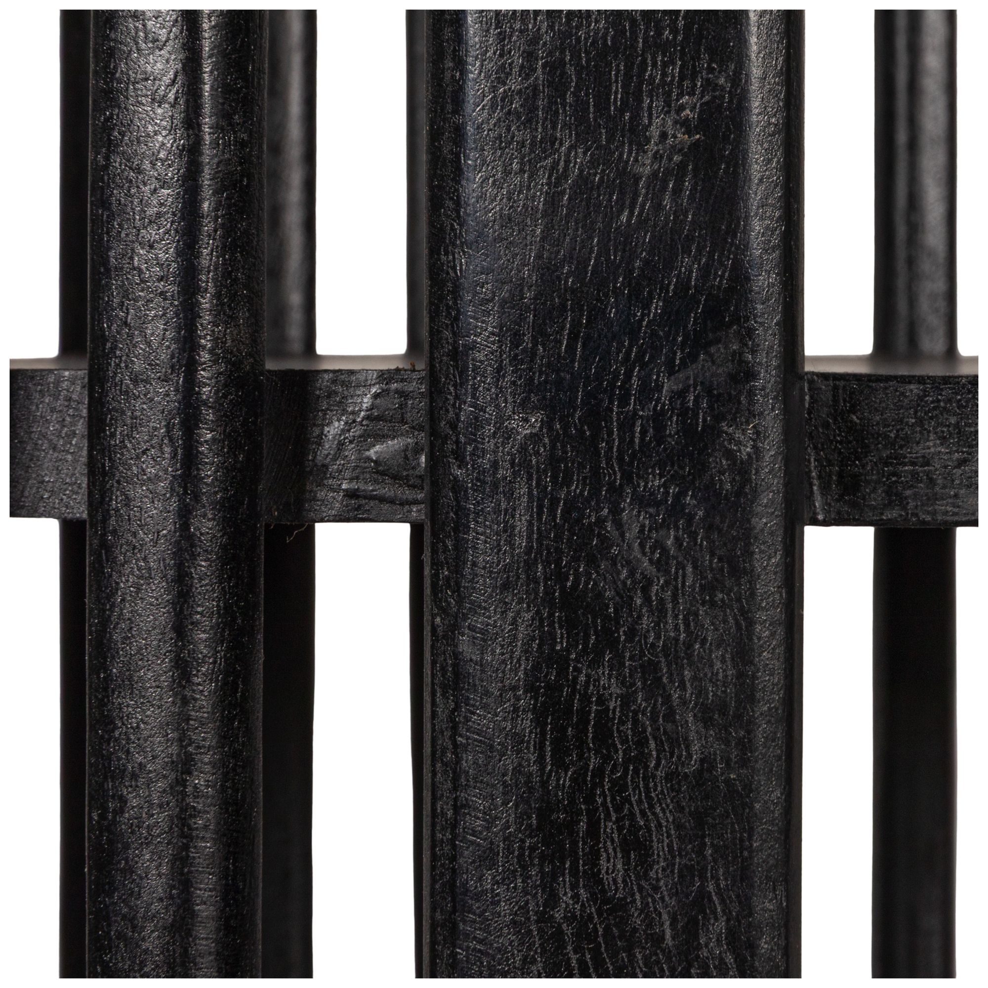 Image 5 Slatted Wood Book Shelf with 3 Shelves and Curved Edge, Black more views