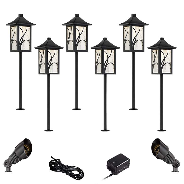 Sleator Textured Black 10-Piece LED Path and Spot Light Set