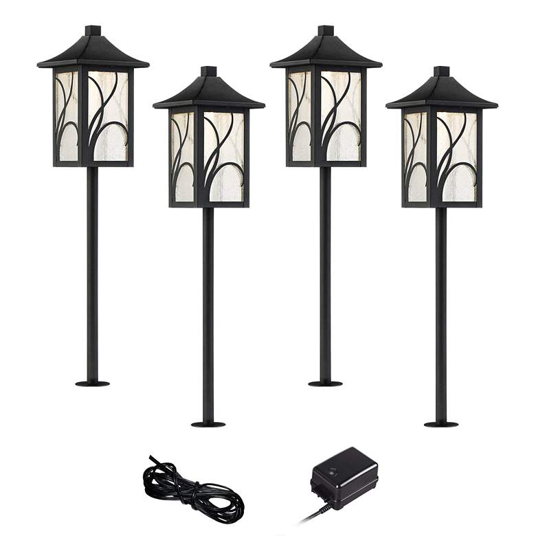 Image 1 Sleator Textured Black 6-Piece LED Landscape Path Light Set