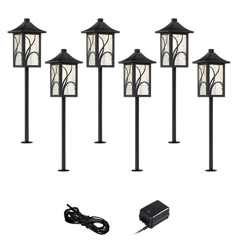 Image 1 Sleator Textured Black 8-Piece LED Landscape Path Light Set