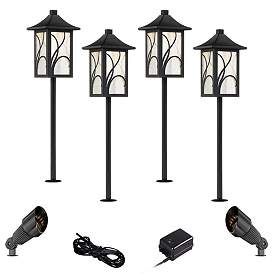 Image1 of Sleator Textured Black 8-Piece LED Path and Spot Light Set