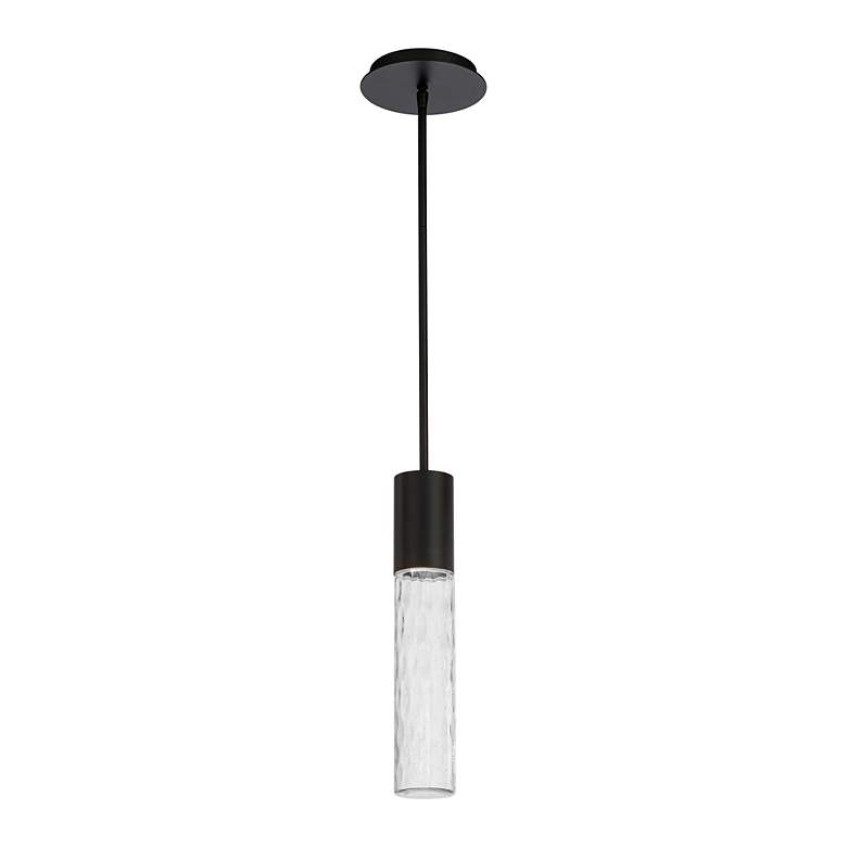 Image 1 Sleek 14"H x 3"W 1-Light Outdoor Pendant in Black