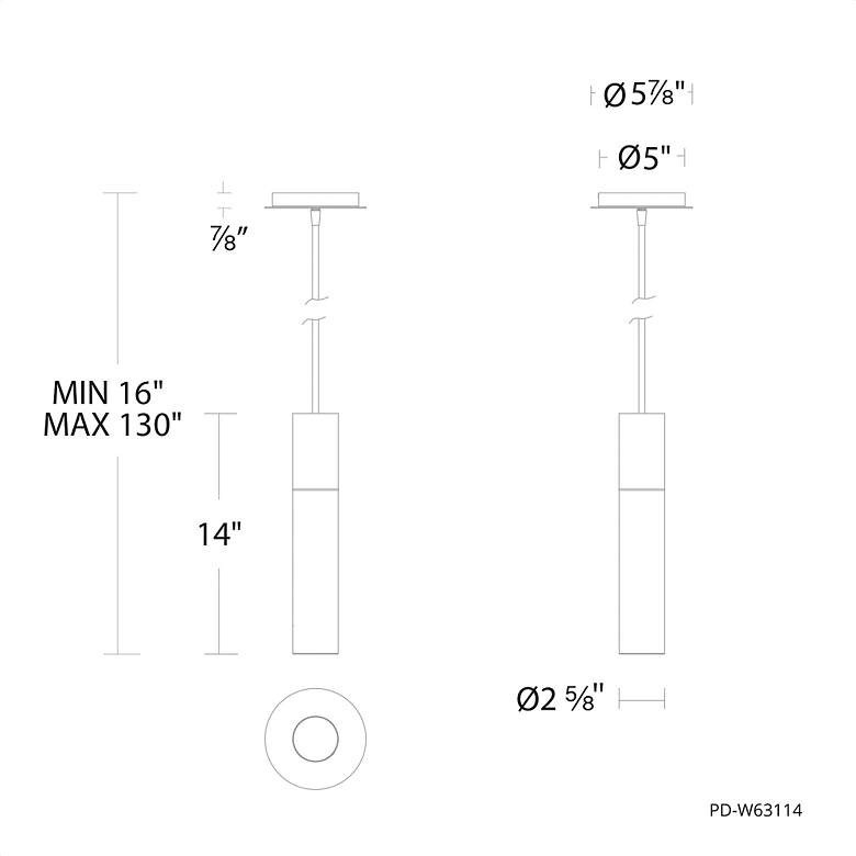 Image 6 Sleek 14"H x 3"W 1-Light Outdoor Pendant in Black more views