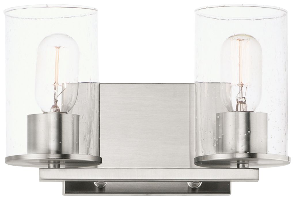 Sleek 2-Light 12" Wide Satin Nickel Vanity Light