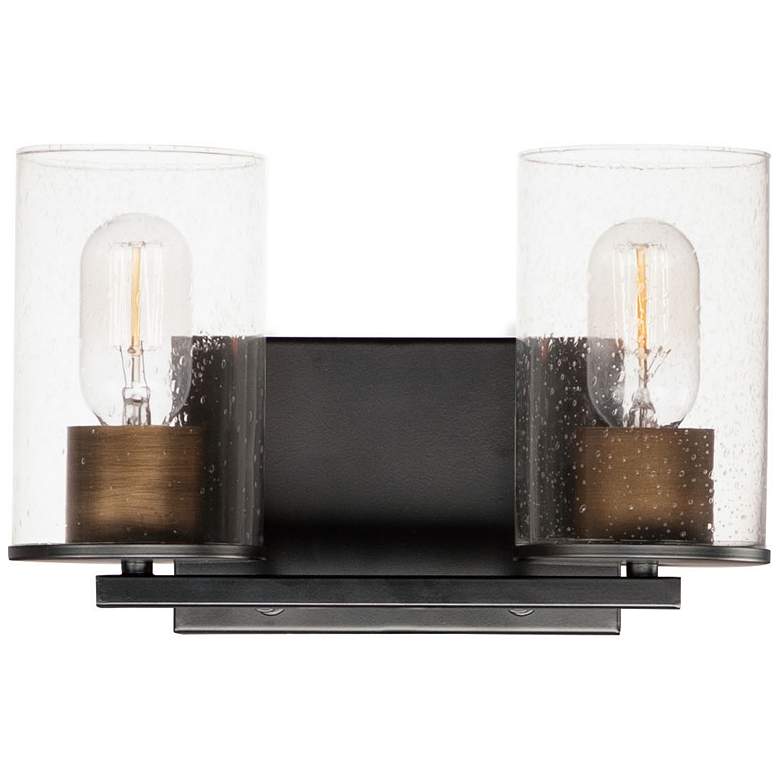 Image 1 Sleek 2-Light Bath Vanity - Antique Brass - Black