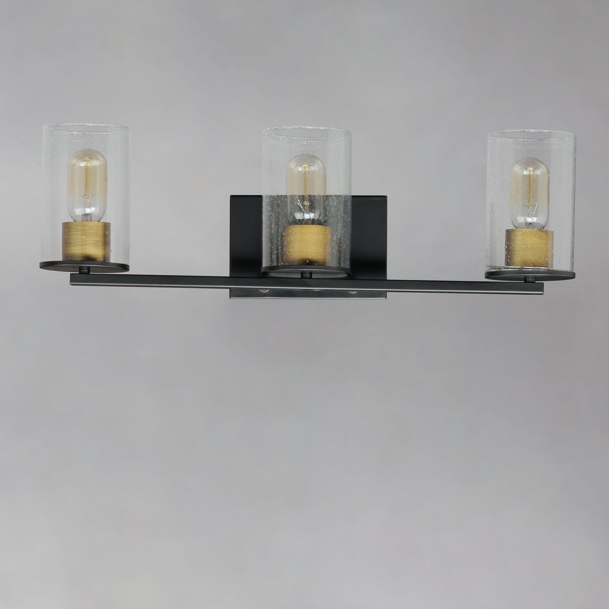 Image 2 Sleek 3-Light 24" Wide Antique Brass/Black Vanity Light more views