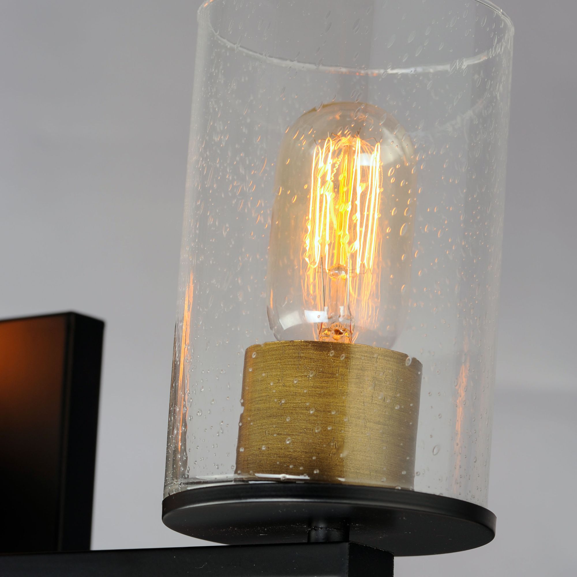 Image 4 Sleek 3-Light 24" Wide Antique Brass/Black Vanity Light more views