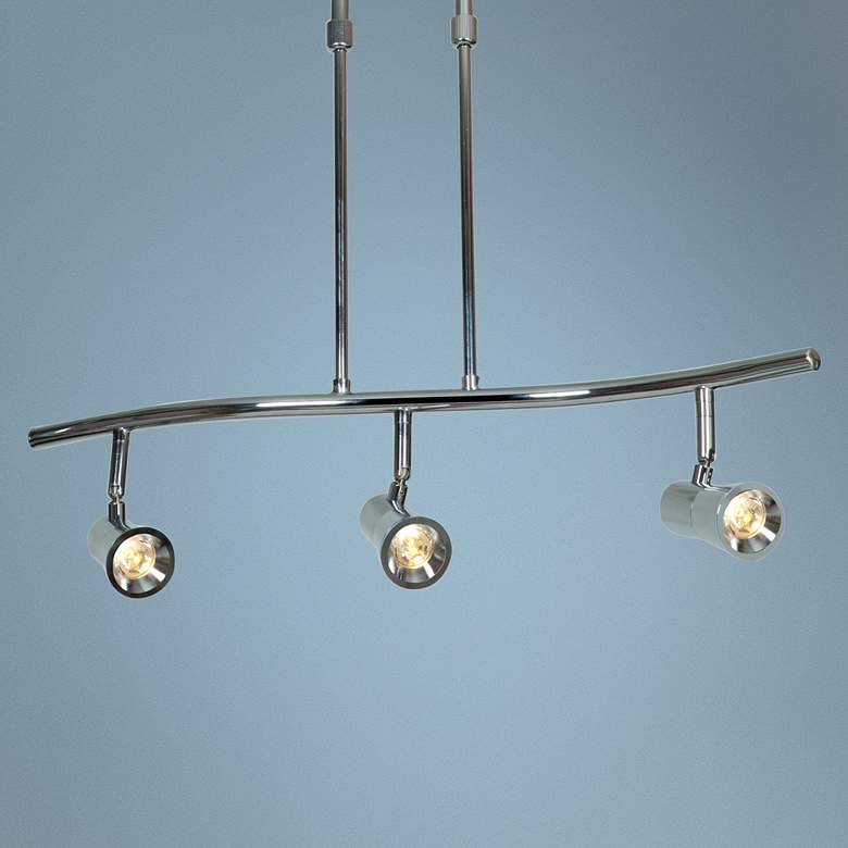 Image 1 Sleek 3-Light Brushed Steel Extendable LED Track Fixture