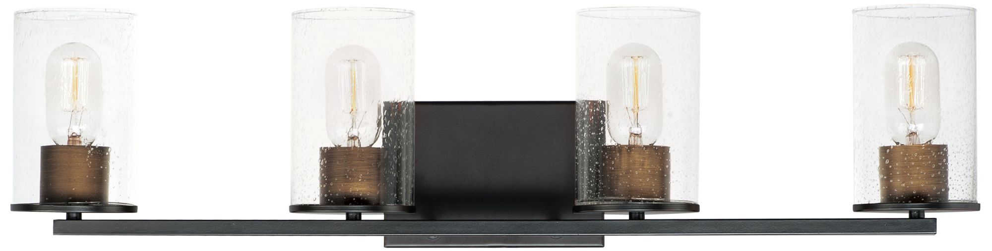 Sleek 4-Light 30.75" Wide Antique Brass/Black Vanity Light