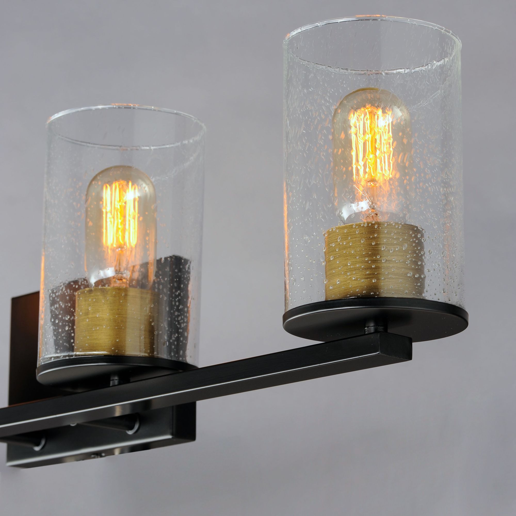 Image 3 Sleek 4-Light 30.75" Wide Antique Brass/Black Vanity Light more views