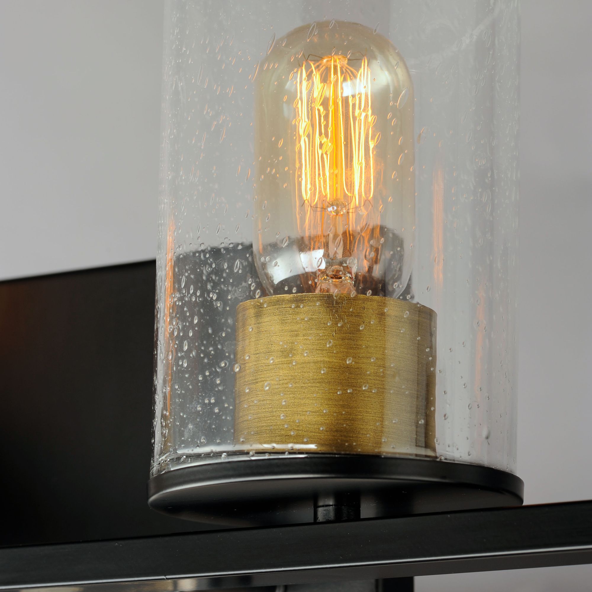 Image 4 Sleek 4-Light 30.75" Wide Antique Brass/Black Vanity Light more views