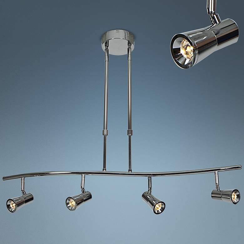 Image 1 Sleek 4-Light Brushed Steel Extendable LED Track Fixture