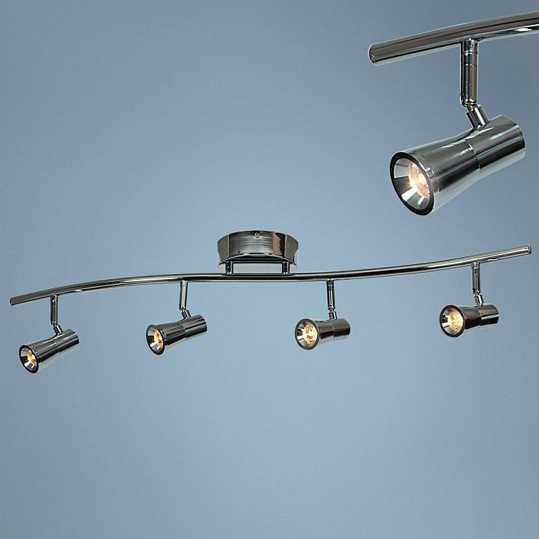 Image 1 Sleek 4-Light Brushed Steel LED Track Fixture