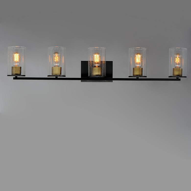 Image 2 Sleek 5-Light Bath Vanity - Antique Brass - Black more views