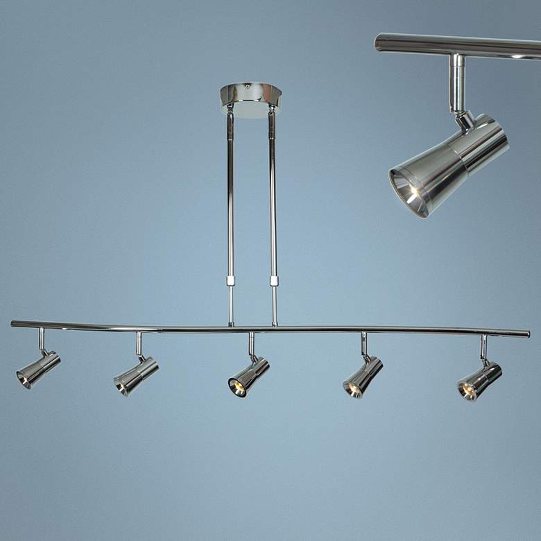 Image 1 Sleek 5-Light Brushed Steel Extendable LED Track Fixture