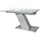 Sleek Glass Top Stainless Steel Extendable Dining Table