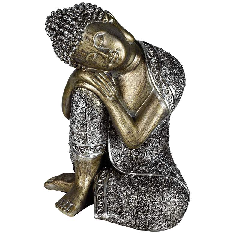 Image 1 Sleeping Buddha Silver 9 1/4 inch High Sculpture