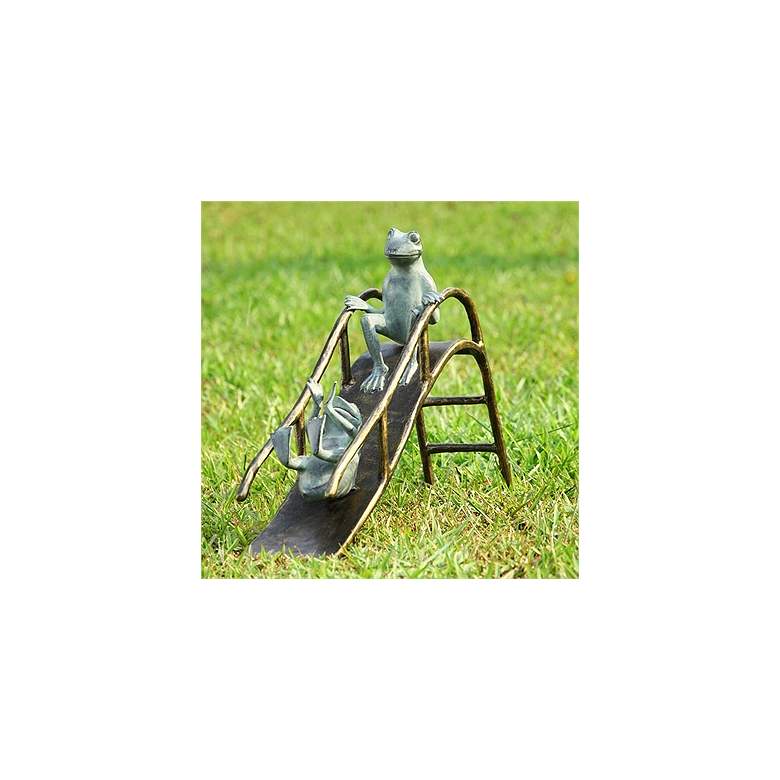 Image 1 Sliding Frogs 18" High Aluminum Outdoor Garden Statue