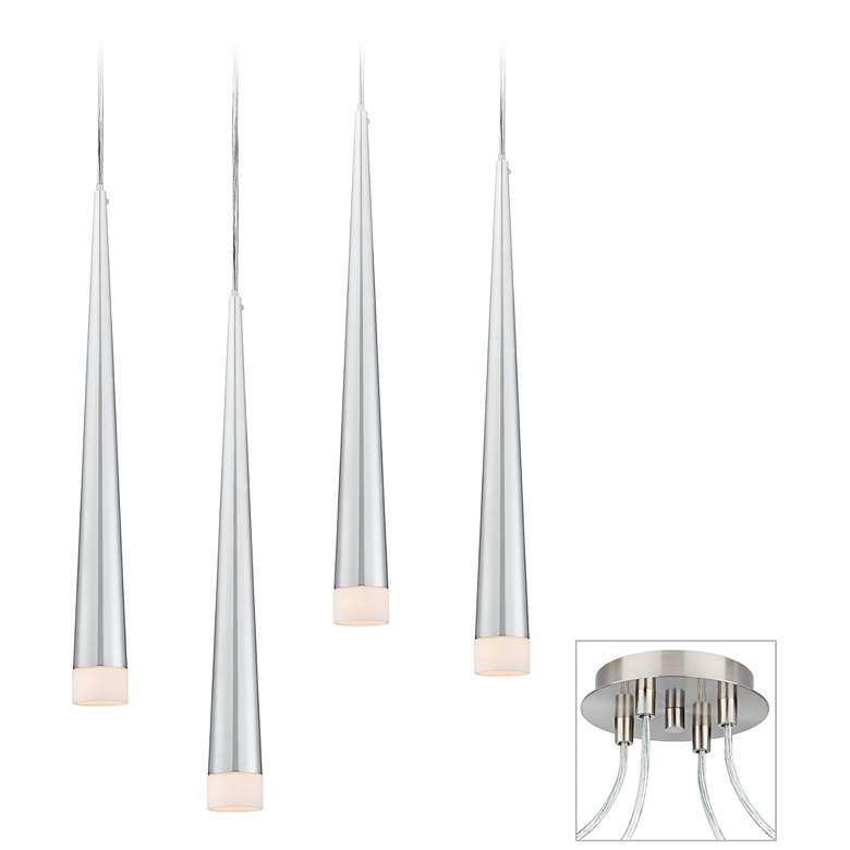 Image 1 Slim Cone Brushed Nickel 4-Light Multi Light Pendant
