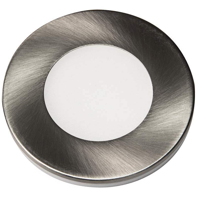 Image 1 Slim Puck 12VDC  3 inch Wide Brushed Nickel 4000K LED Light.