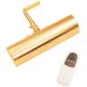 Slimline 8" Wide Polished Brass Cordless LED Picture Light with Remote