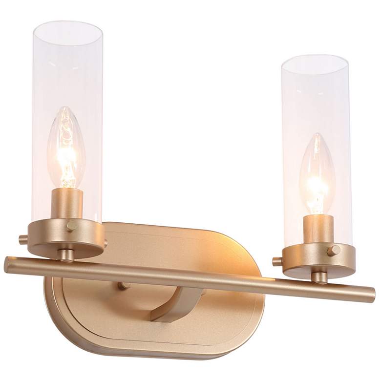 Image 1 Slin 2-Light 12.5" Wide Satin Gold Bath Light