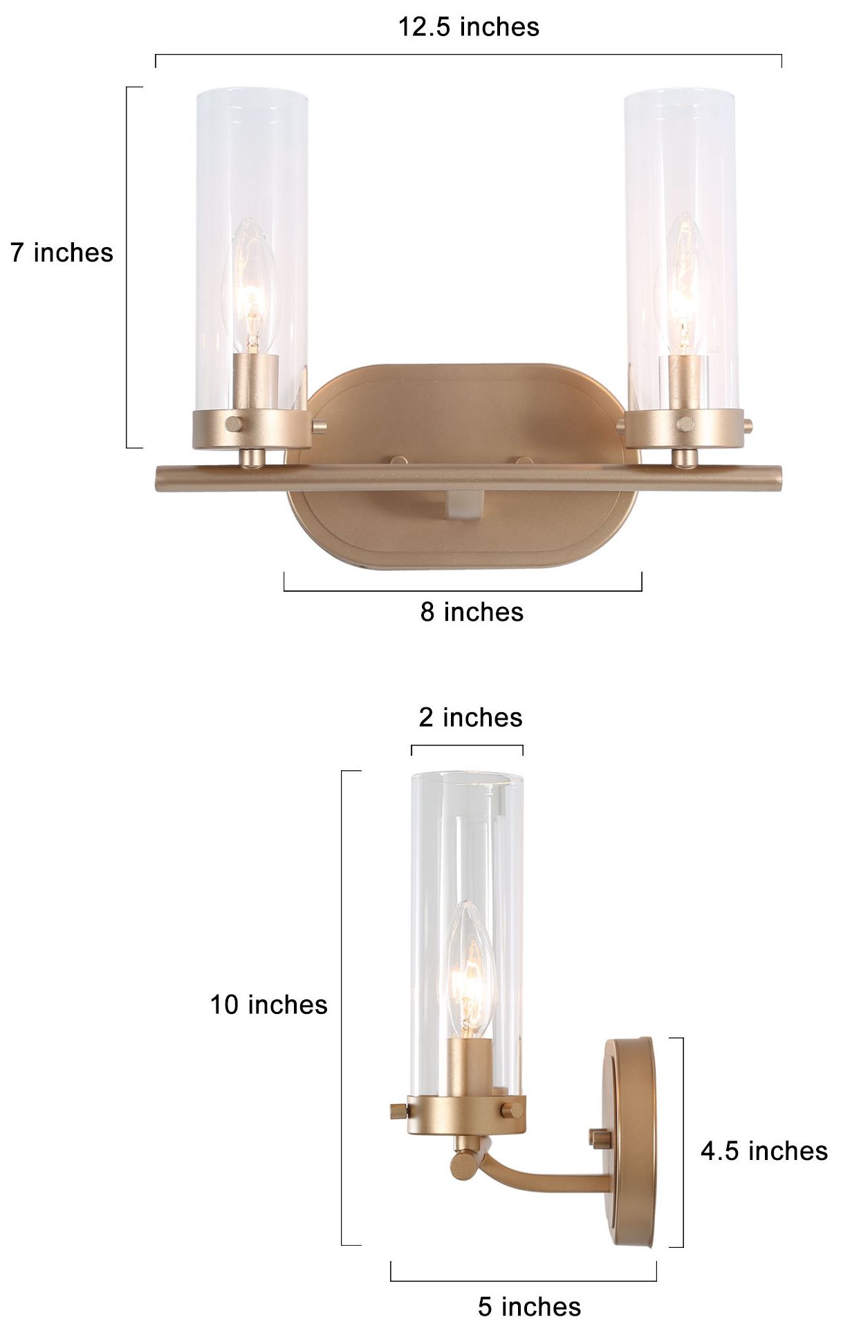 Slin 2-Light 12.5" Wide Satin Gold Bath Light