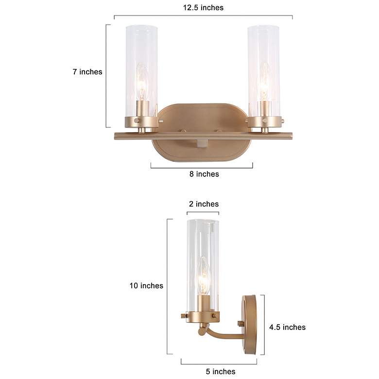 Image 5 Slin 2-Light 12.5" Wide Satin Gold Bath Light more views