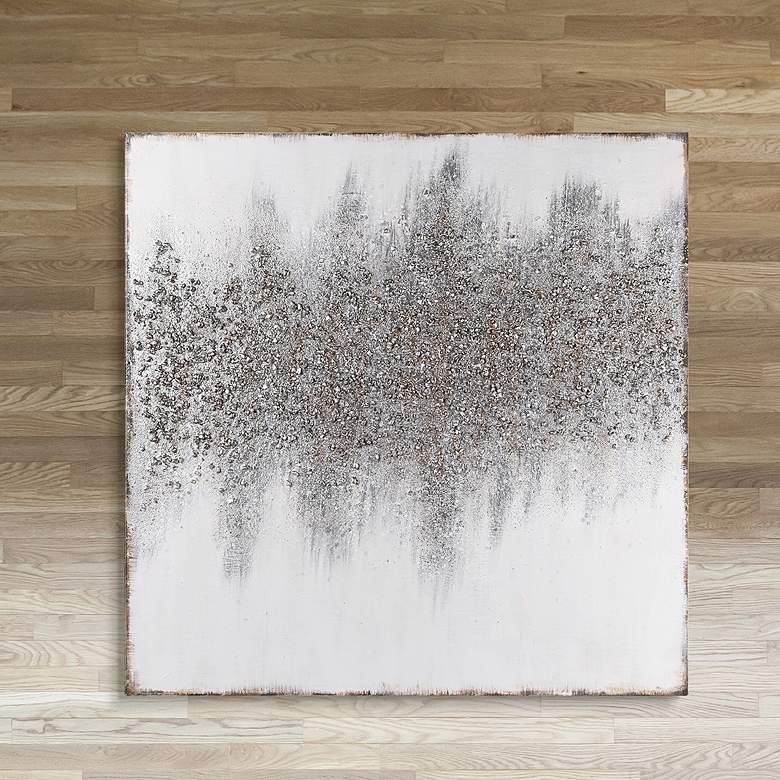 Image 2 Sliver Dust 48" Square Textured Metallic Canvas Wall Art