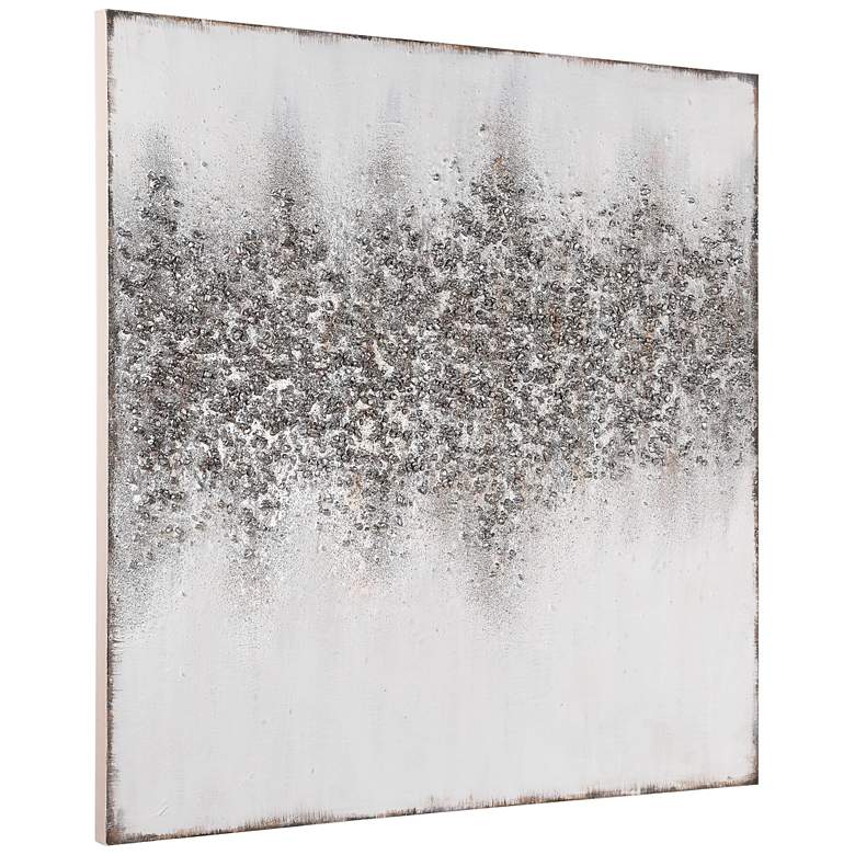 Image 7 Sliver Dust 48 inch Square Textured Metallic Canvas Wall Art more views