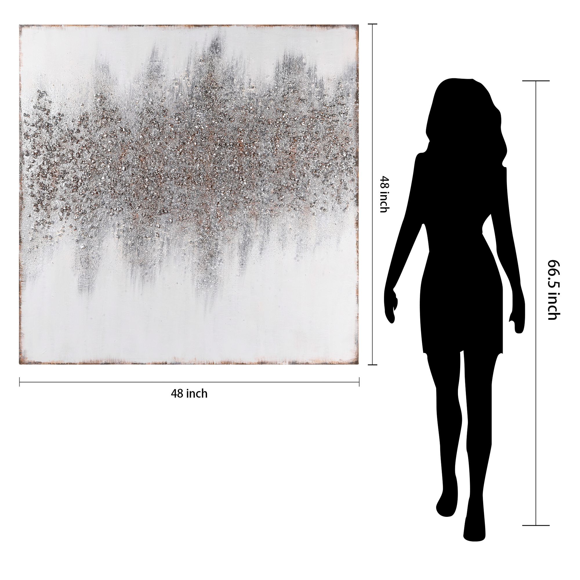Sliver Dust 48" Square Textured Metallic Canvas Wall Art in scene