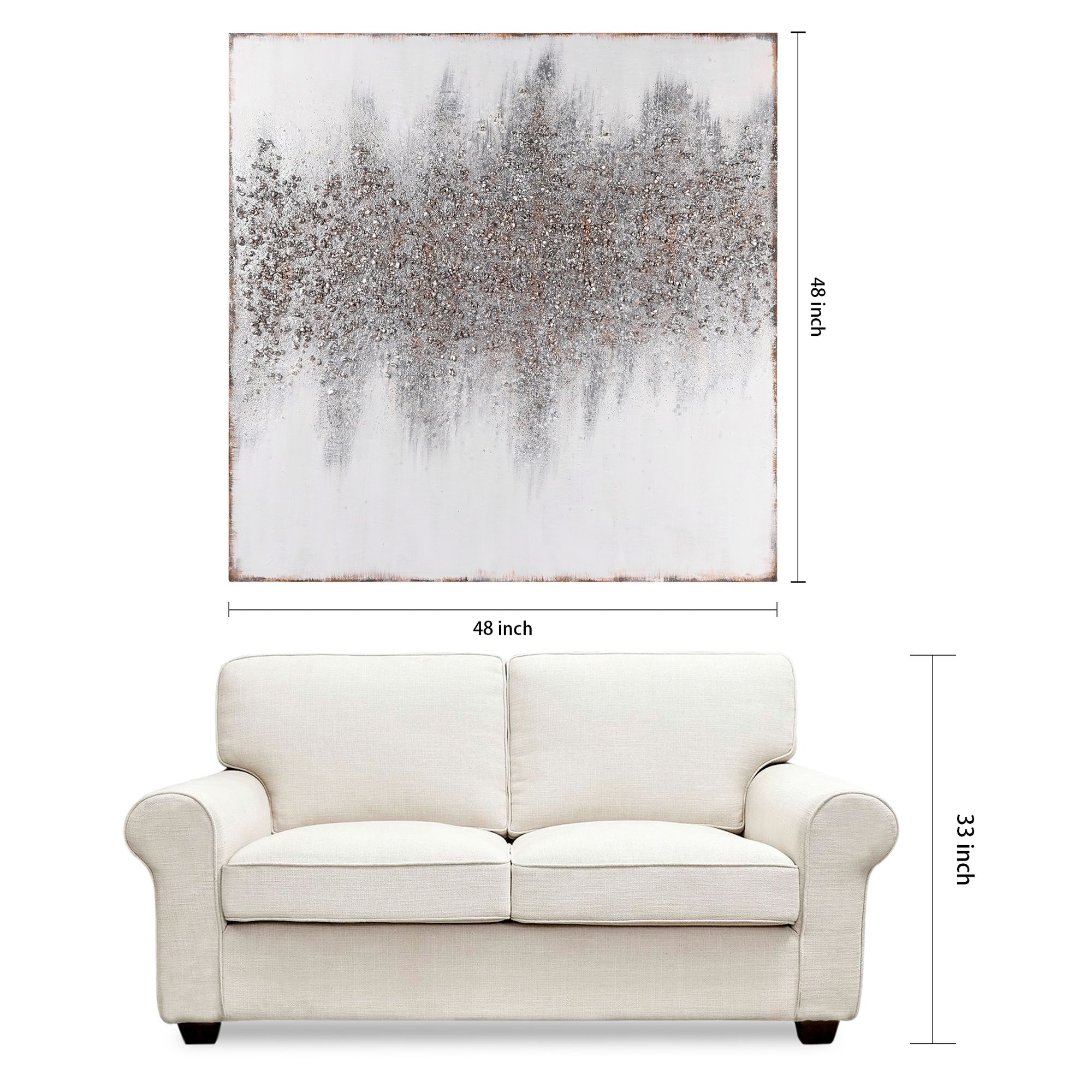 Sliver Dust 48" Square Textured Metallic Canvas Wall Art in scene