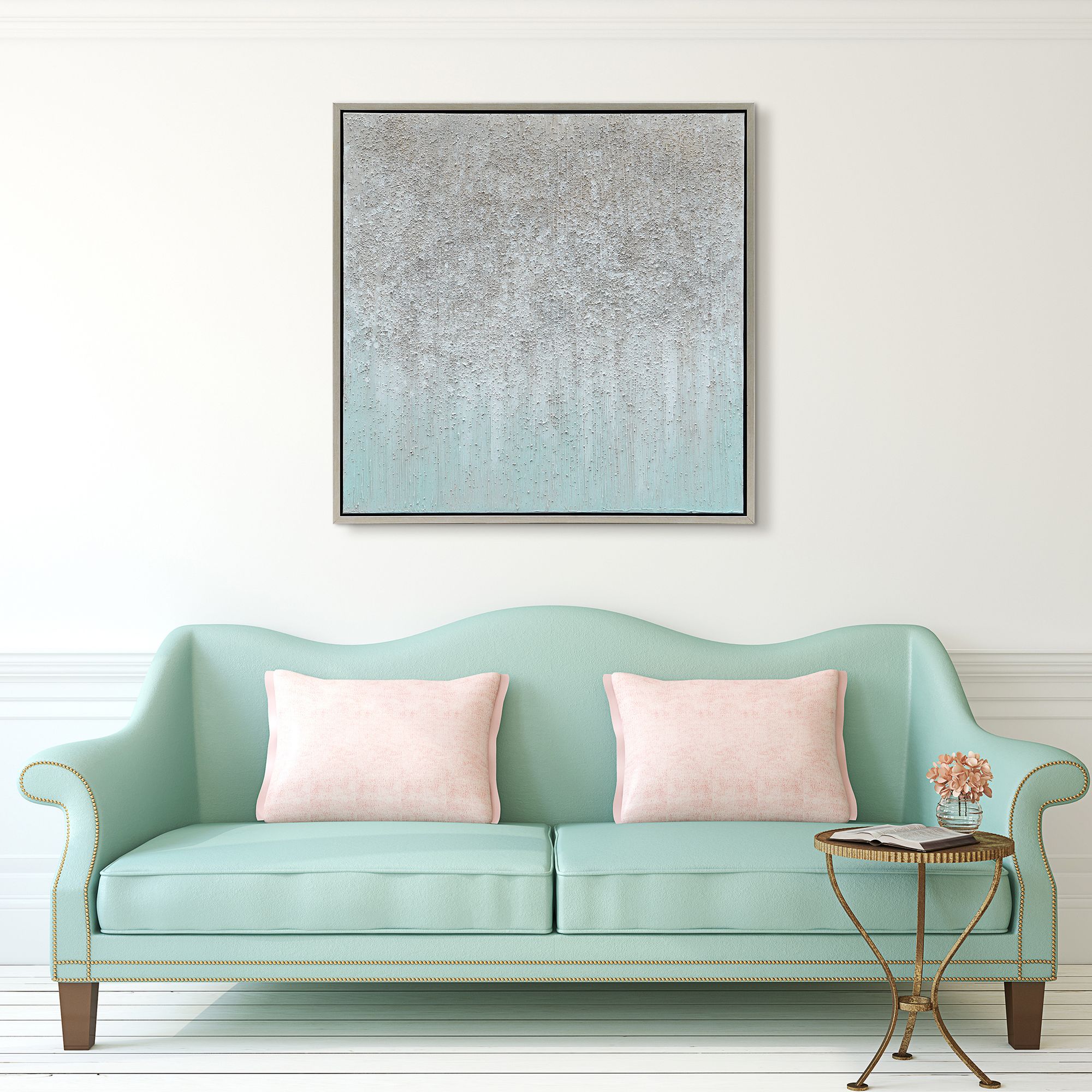 Sliver Field 36" Square Metallic Framed Canvas Wall Art in scene