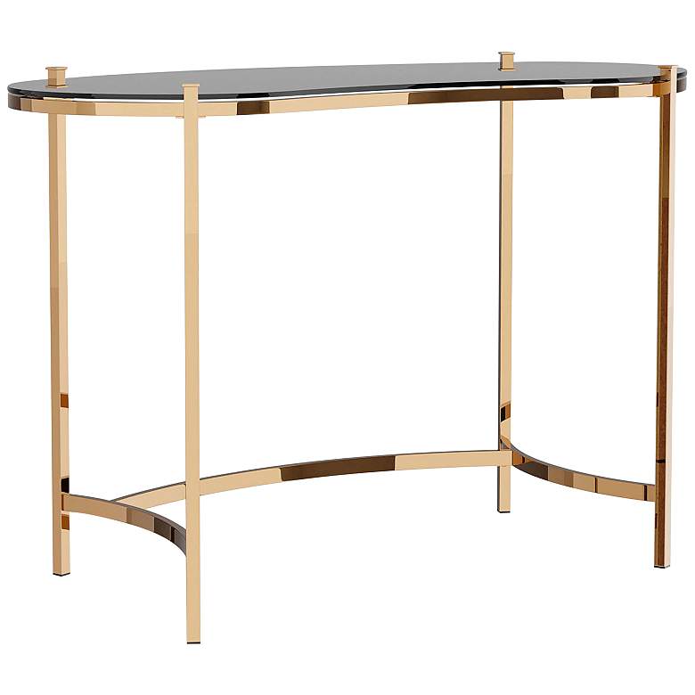 Image 2 Sliwa 44" Wide Black Glass Gold Metal Console Table