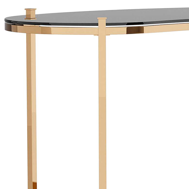 Image 3 Sliwa 44" Wide Black Glass Gold Metal Console Table more views