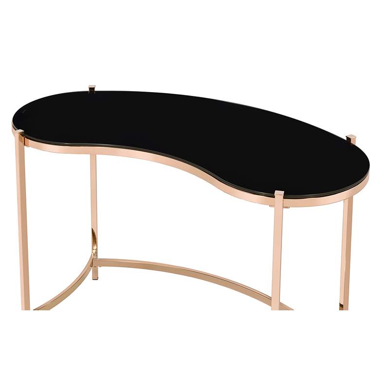 Image 5 Sliwa 44" Wide Black Glass Gold Metal Console Table more views