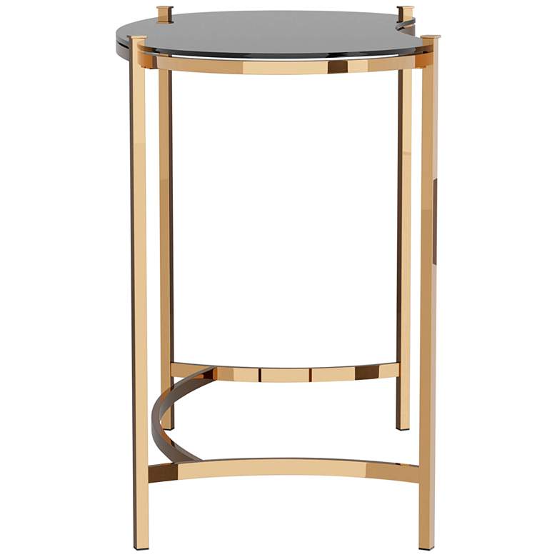 Image 6 Sliwa 44 inch Wide Black Glass Gold Metal Console Table more views