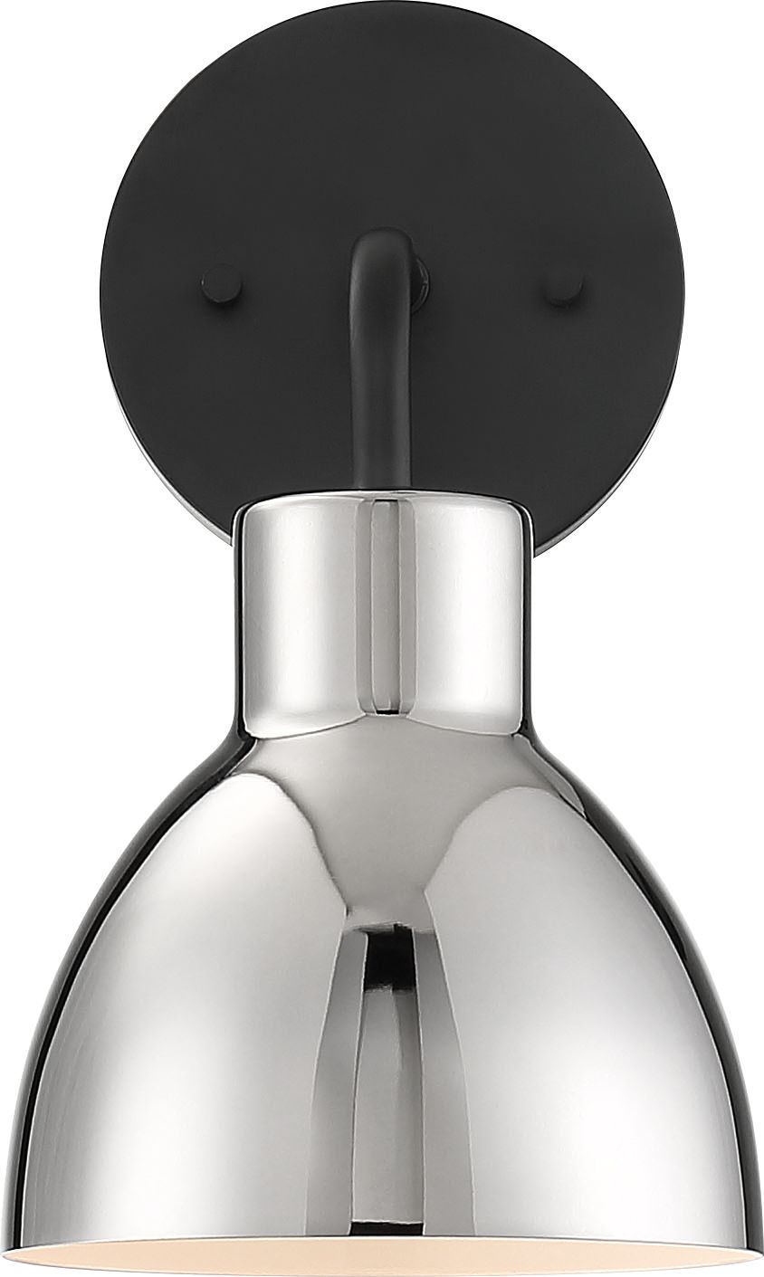 Image 2 Sloan; 1 Light; Vanity; Matte Black Finish with Polished Nickel Shade more views