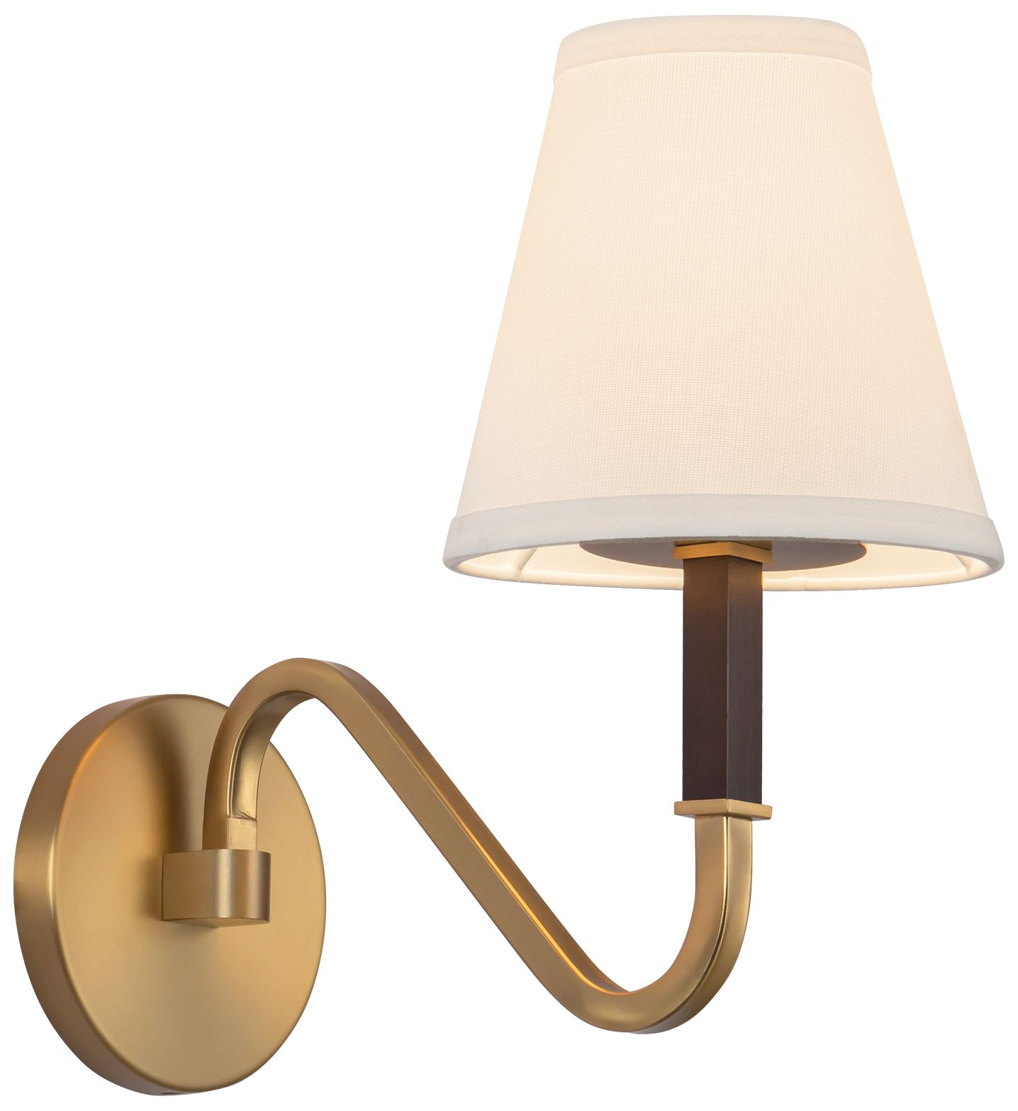Sloan 12-in Brushed Gold Wall/Vanity Light with White Linen Shade