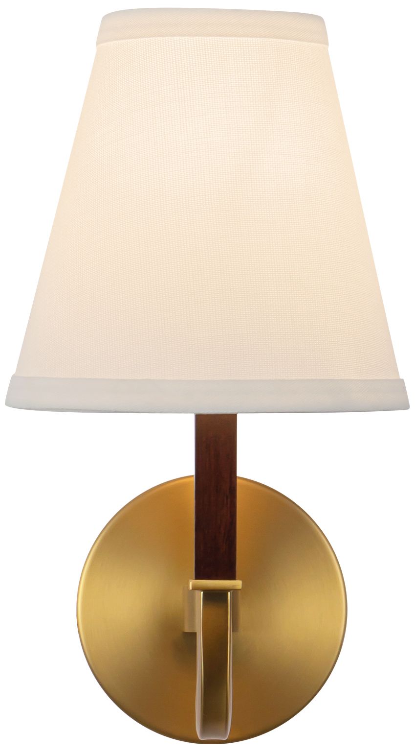 Image 3 Sloan 12-in Brushed Gold Wall/Vanity Light with White Linen Shade more views