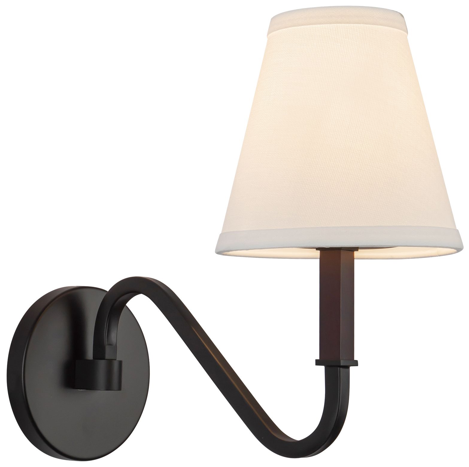 Sloan 12-in Matte Black Wall/Vanity Light with White Linen Shade