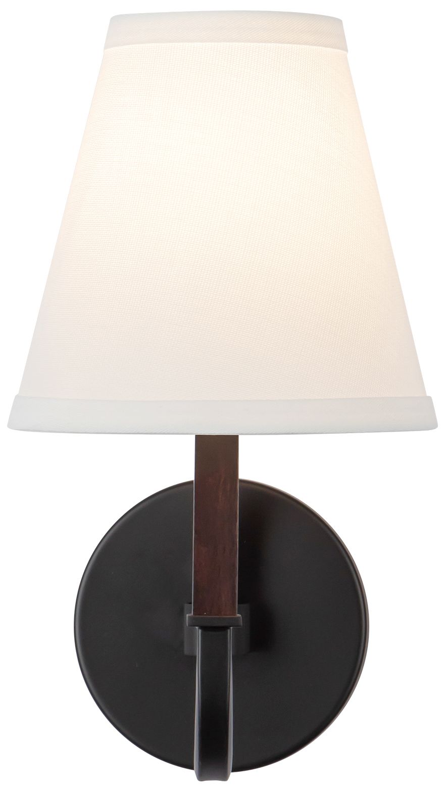 Image 3 Sloan 12-in Matte Black Wall/Vanity Light with White Linen Shade more views