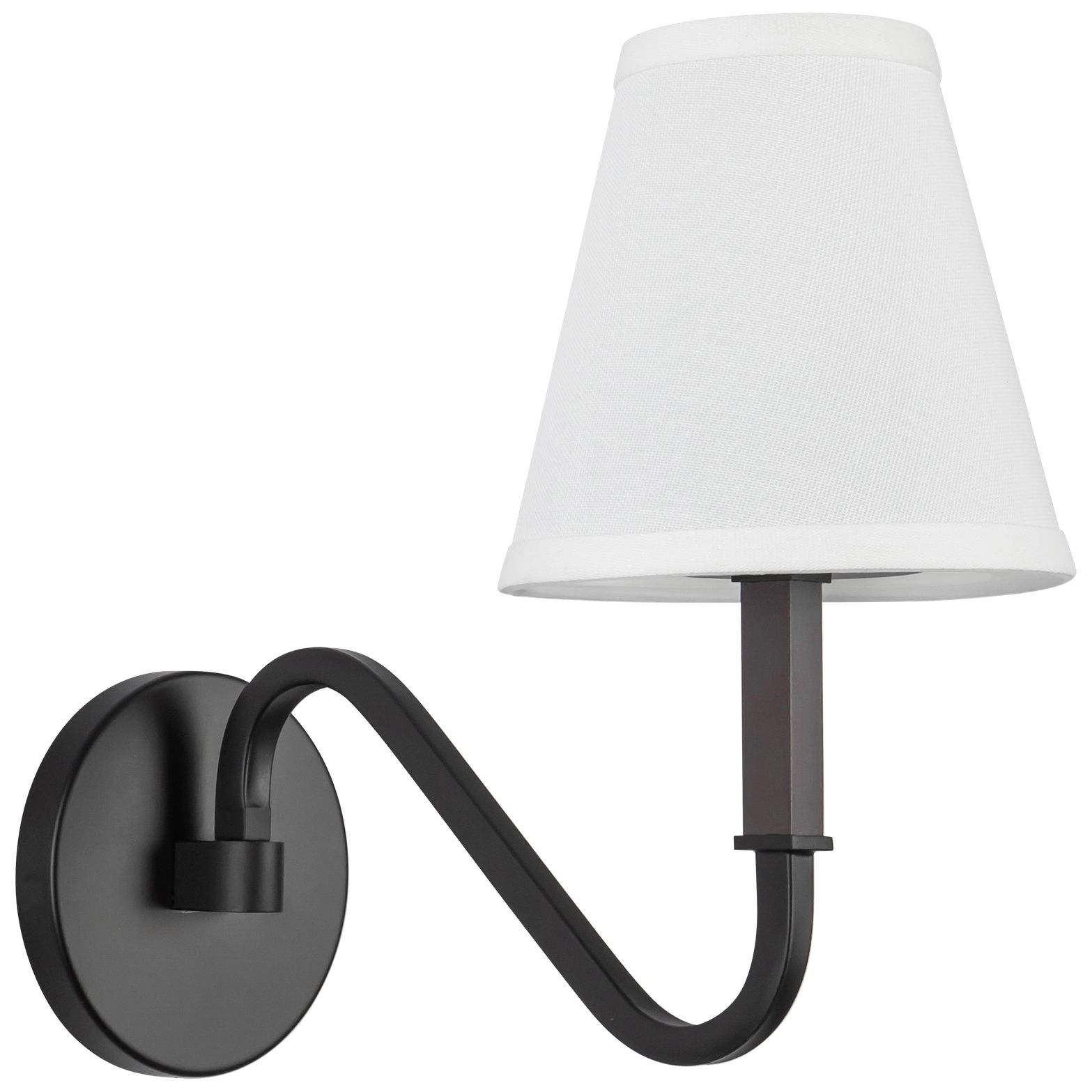 Image 6 Sloan 12-in Matte Black Wall/Vanity Light with White Linen Shade more views